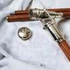 Handmade Silver Nickel Brass & Wooden Walking Stick with Hidden Telescope Handle