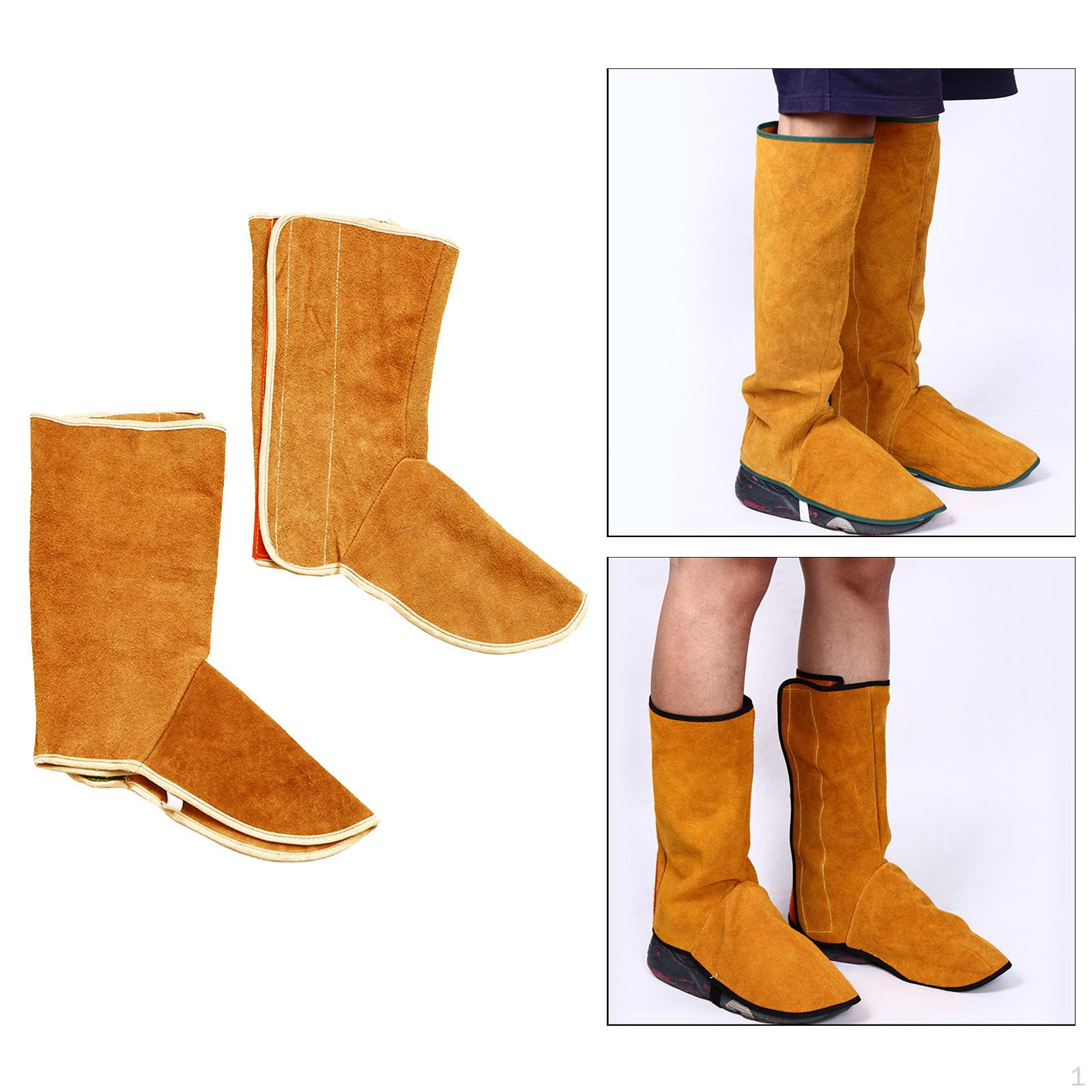 Cowhide Leather Welding Spats Protective Shoes Feet Cover for Welder, Flame Resistant Foot
