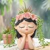 Cute Girl Planter Pot Resin Girl Statue
