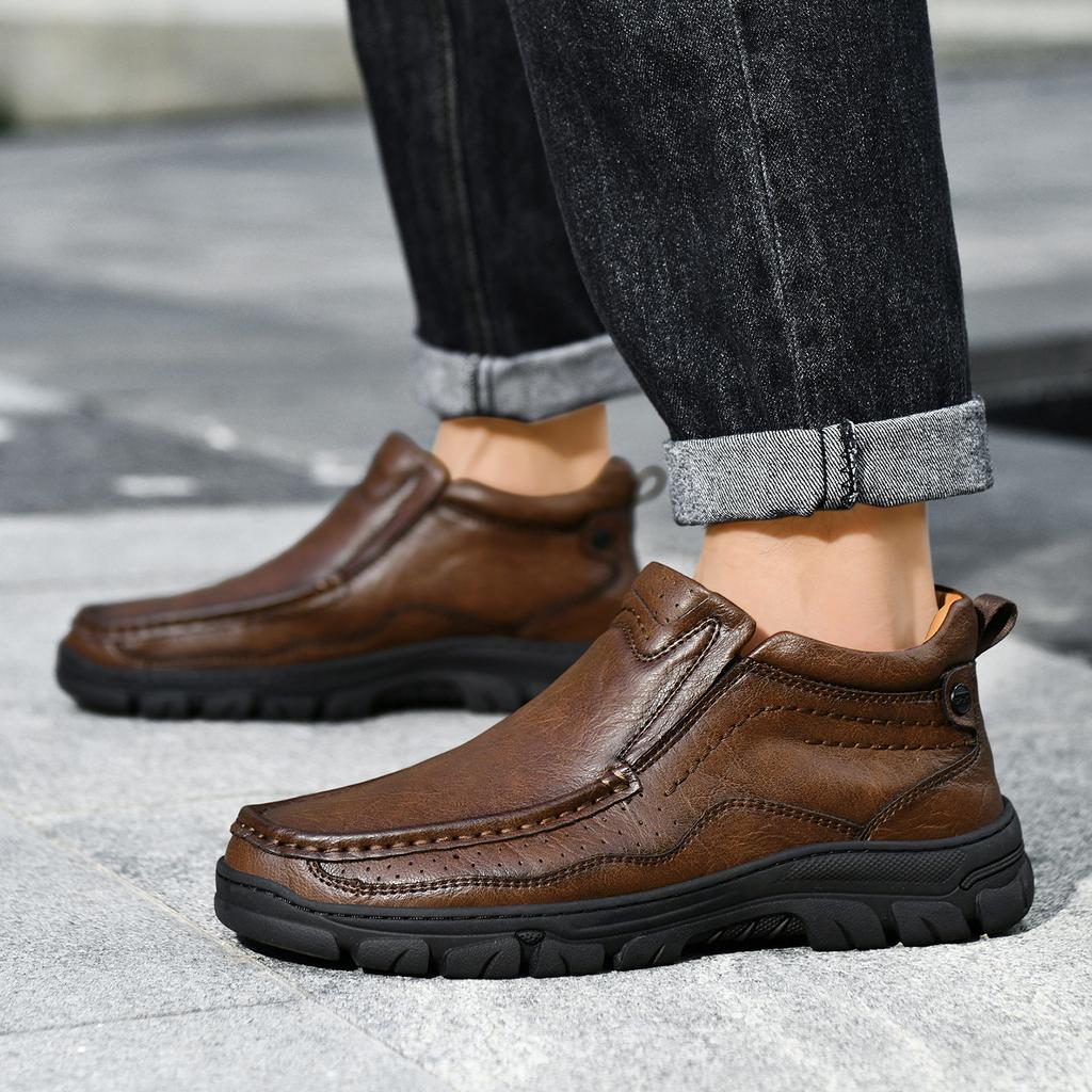 Autumn and Winter New Men's Casual Shoes Short Boots Independent Station Outdoor Casual Men's Boots Trend Leather Casual Leather Shoes Men's Shoes