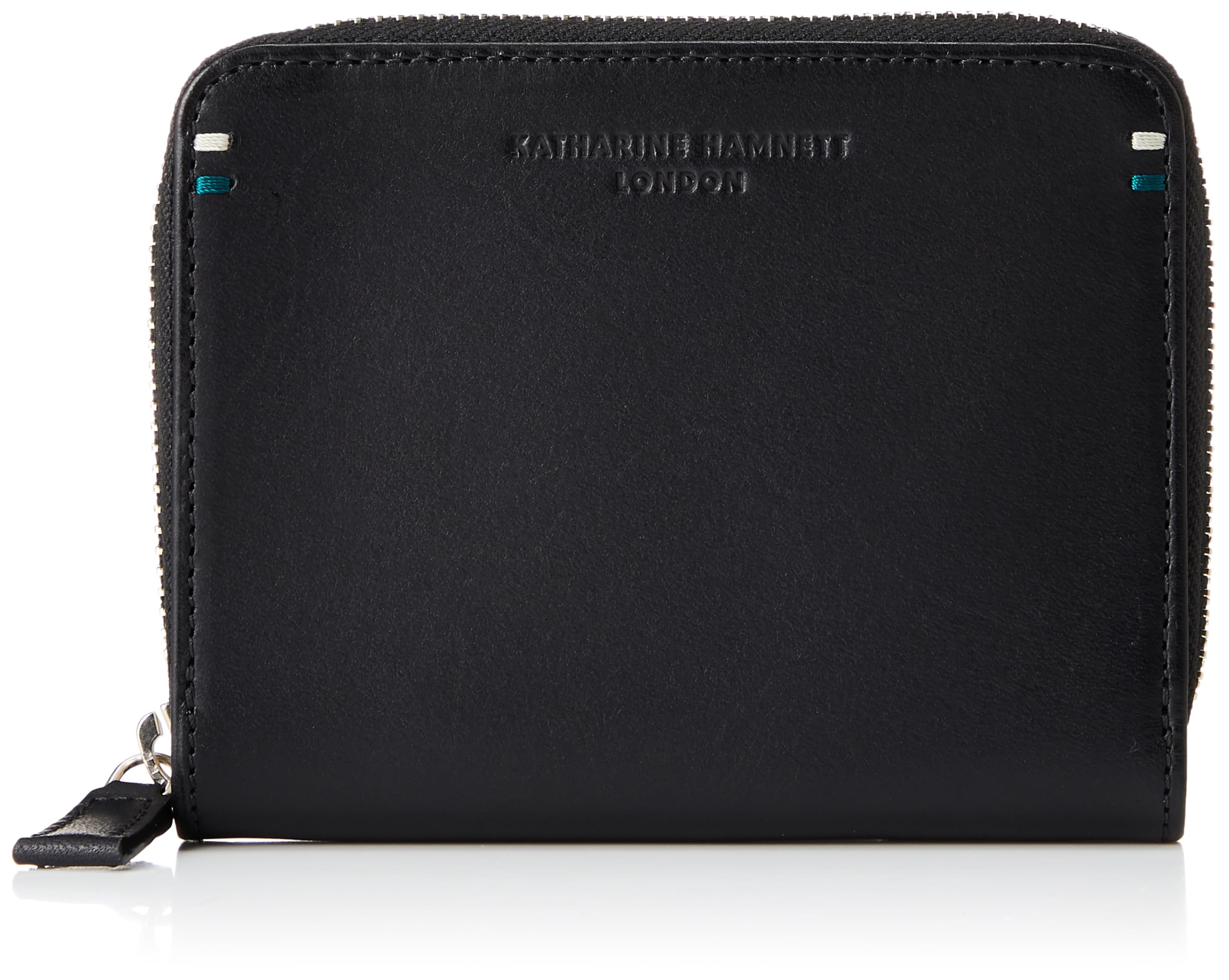 

Katharine Hamnett London VEGA (Вега) Премиальный круглый кошелек-бифолд из японской коровьей кожи с карманами для карт и монет, хлопок в античном стиле, черный