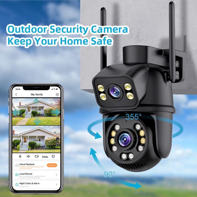 Dual-Lens Night Vision Wireless HD Camera: 360° Indoor/Outdoor WiFi Monitor