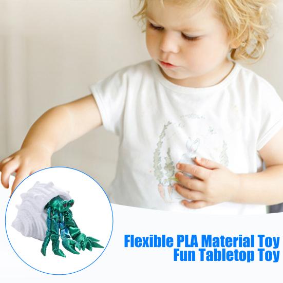 3D-gedruckte Einsiedlerkrebs-Figur mit beweglichen Gelenken, Krabben-Actionfigur, artikuliertes Tiermodell, Desktop-Dekoration, Ornament, Geschenk für Kinder und Erwachsene