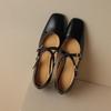 Genuine Leather Black Wine Red Women Pumps Med Heel Small Big Size 31 48