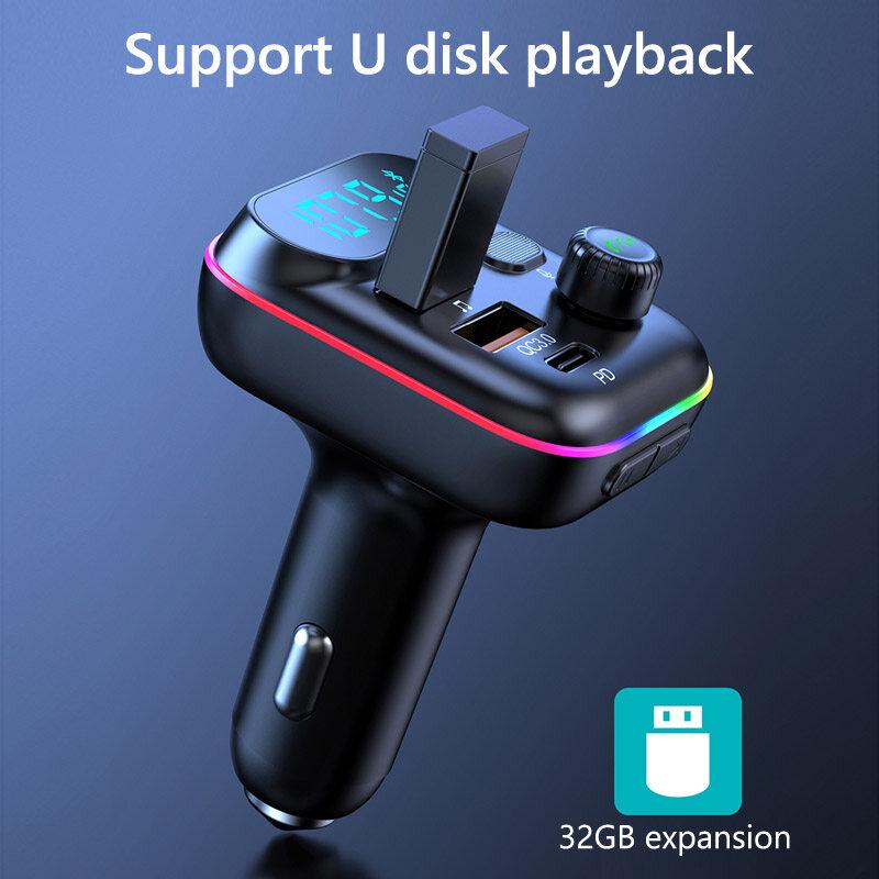 Transmițător FM Bluetooth 5.0 auto Dual USB 3.1A Tip C PD Adaptor încărcător auto Adaptor Mâini libere Mp3 Player Suport card TF pentru Samsung