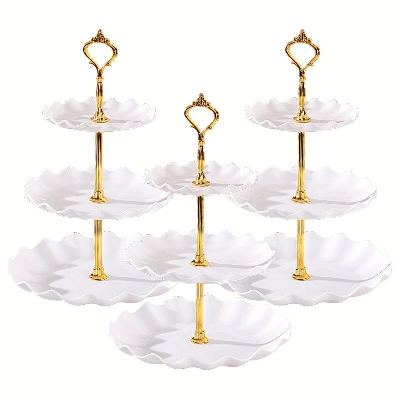 

3pcs 3 Layers Candy Tray Cake Stand Plastic Dessert Stand Cupcake Holder Fruit Tray Party Birthday Wedding Dessert Display Rack