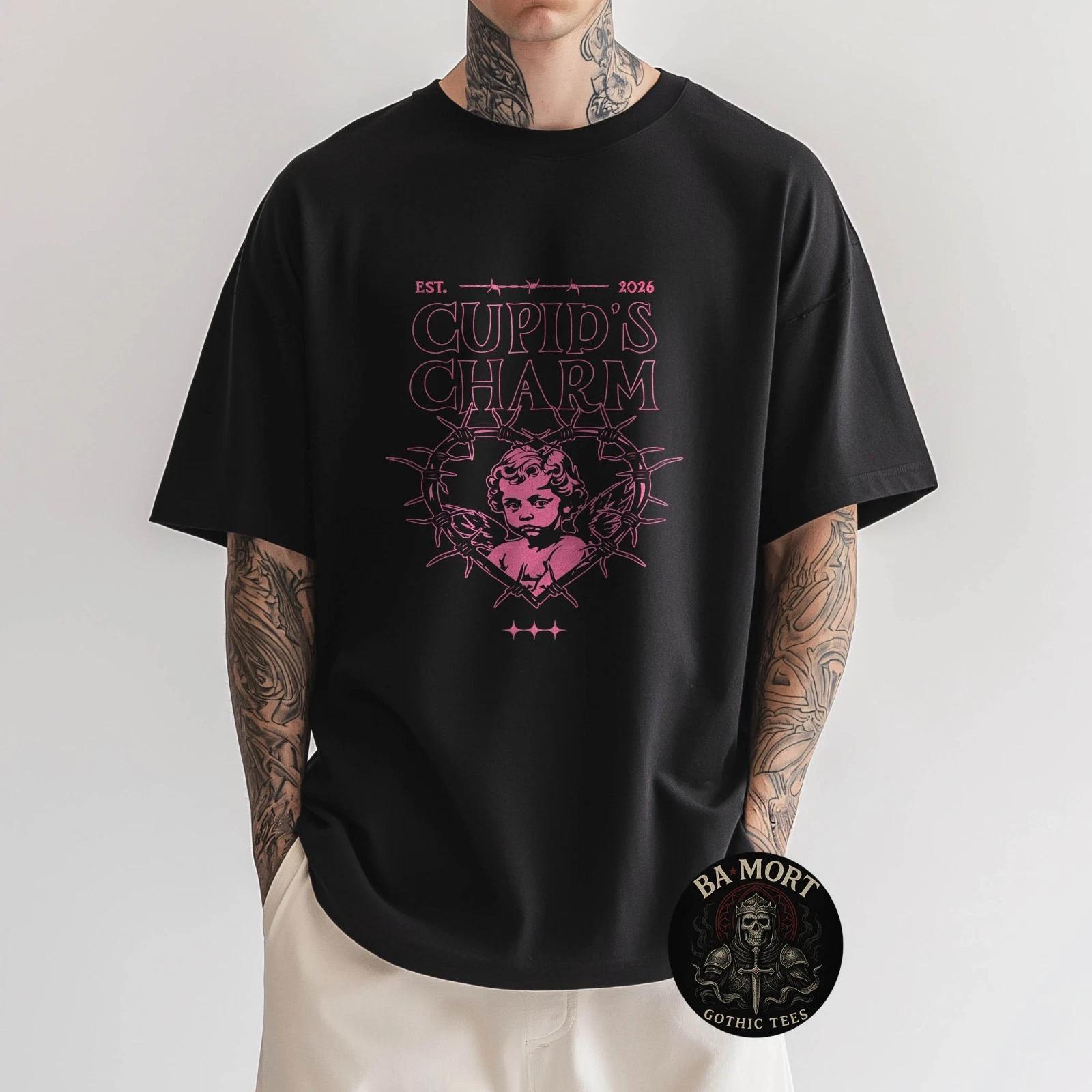 Cupid s Charm Barbed Wire Heart Y2K Valentine Gift T-Shirt M