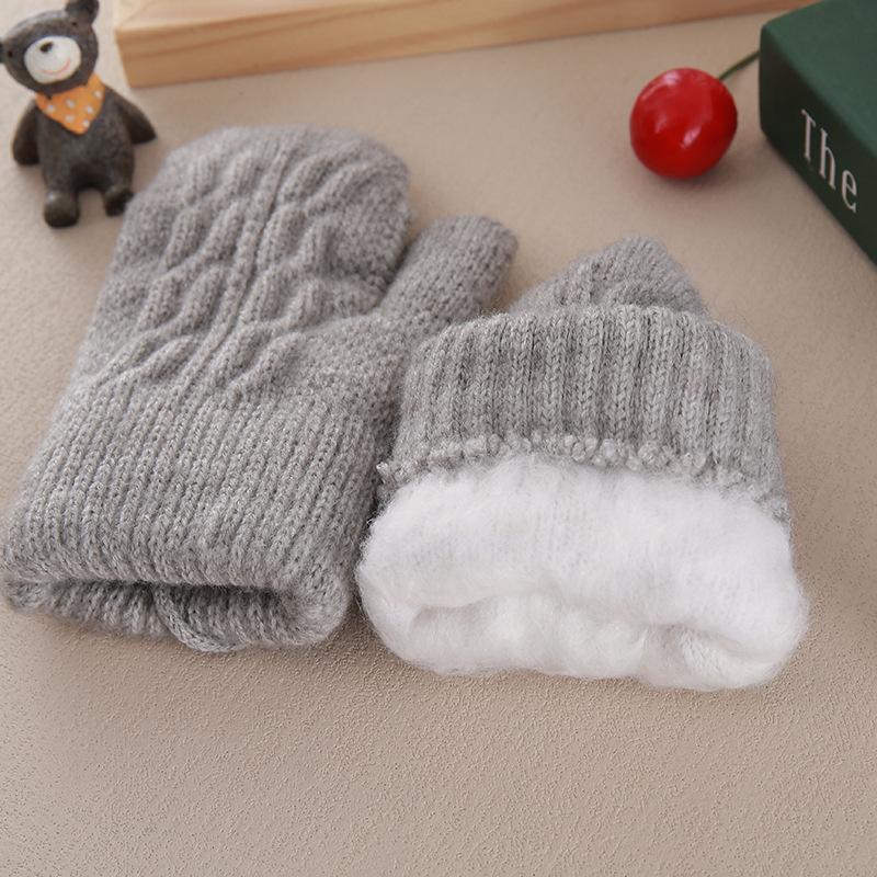 Warm Cartoon Children Gloves Fleece Coldproof Kids Full Fingers Gloves Warm Knitted