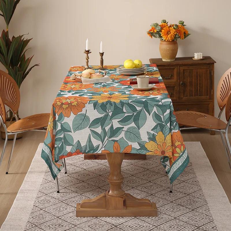 Хлопковая и льняная скатерть с растительным принтом — фото 6