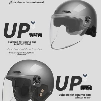 3C Sertifikalı Dört Mevsim Elektrikli Araç Kaskı - Erkek ve Kadınlar İçin HD Güvenlik Yarım Kask - Motosikletler İçin