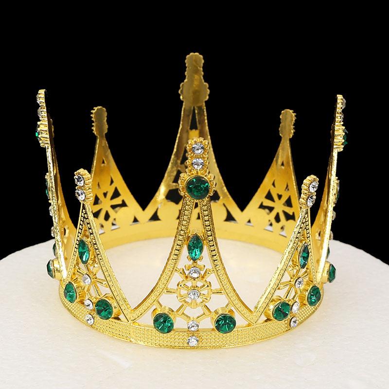 Original Baroque Round Crown Alloy Tiara Birthday Bride Cake Decoration Crown Children