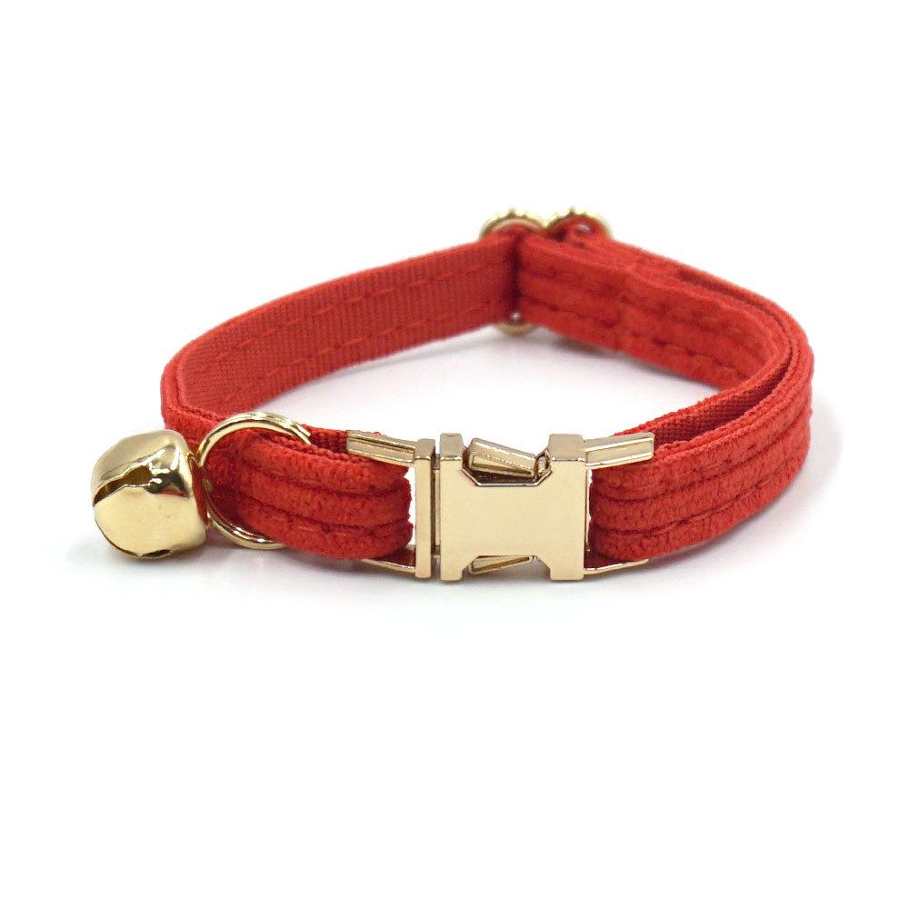 Chic Multi-color Corduroy Cat Collar with Engravable Zinc Alloy Buckle