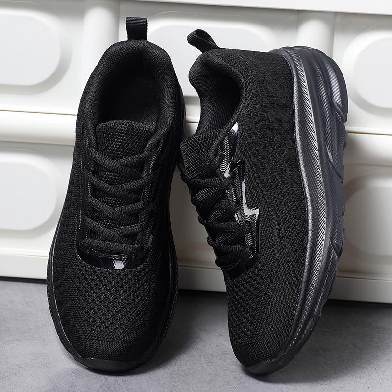Women's Autumn Flyknit Thick Sole Casual Running Shoes - Breathable Mesh, Large Size, Comfortable Sport Sneakers for Mom