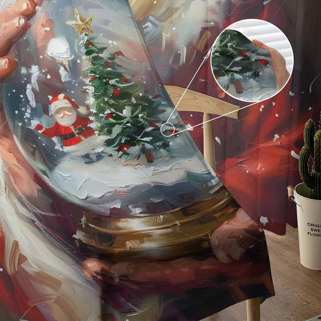Christmas Santa Crystal Ball Curtains For Living Room Bedroom Home Decoration Window Voile Tulle Curtain Drapes