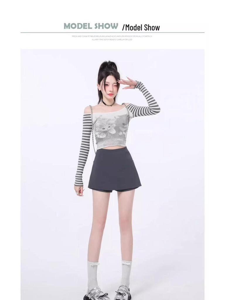 2025 Women's High Waist Black Bodycon Midi Skirt with Side Slit – Spring/Summer Hot Style Suit Shorts