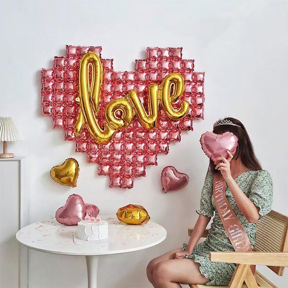 Wedding Season Love and Red Heart Balloon Set, Wedding Season Decoration, Anniversary, Romantic Mother's Day Decoration