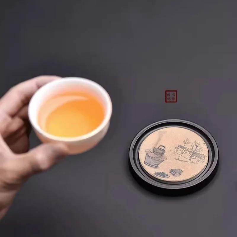 New Chinese Style Bakelite Absorbent Coaster Kung Fu Tea Ceremony Accessories Household Insulation Pad Storage Tea Cup Holder