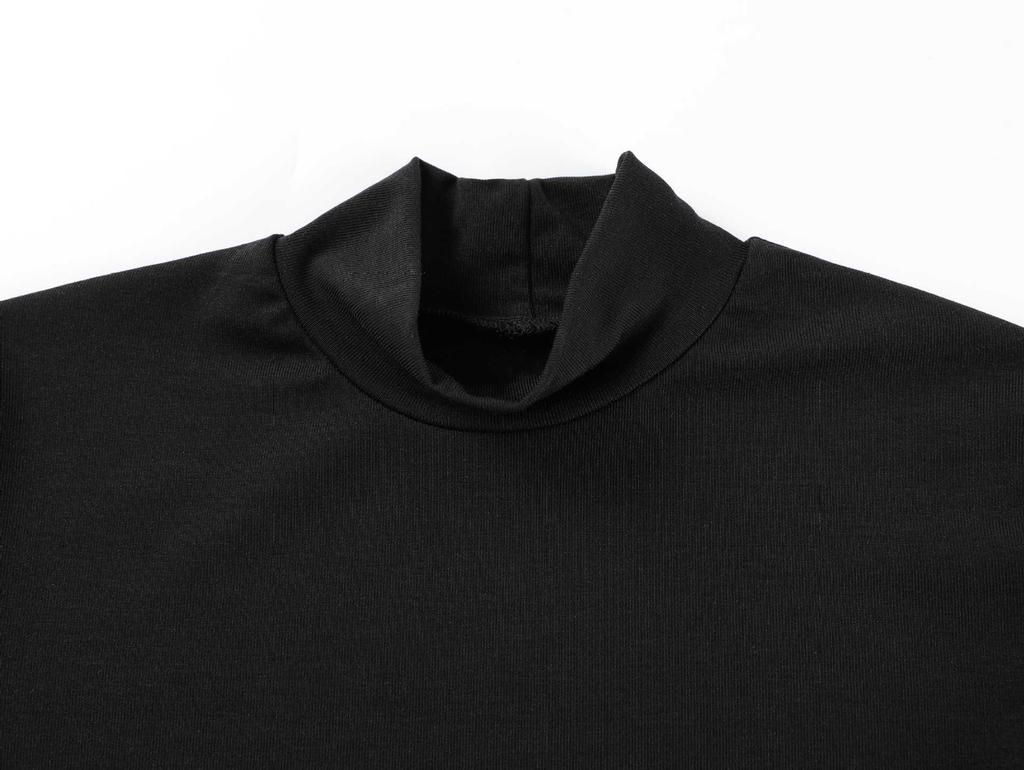 T-shirt Estiva Slim Fit Retrò in Tencel Lycra, Scollo Alto, Spalla Dritta, Manica a Cinque Quarti