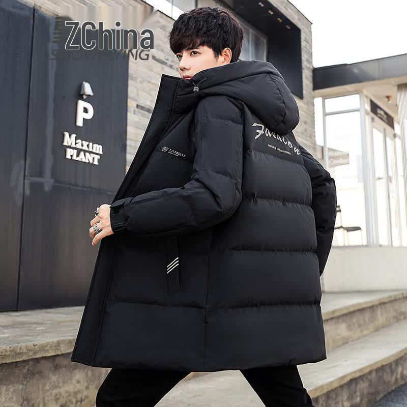Xuezhongfei Men's Light Luxury Goose Down Hooded Puffer Jacket