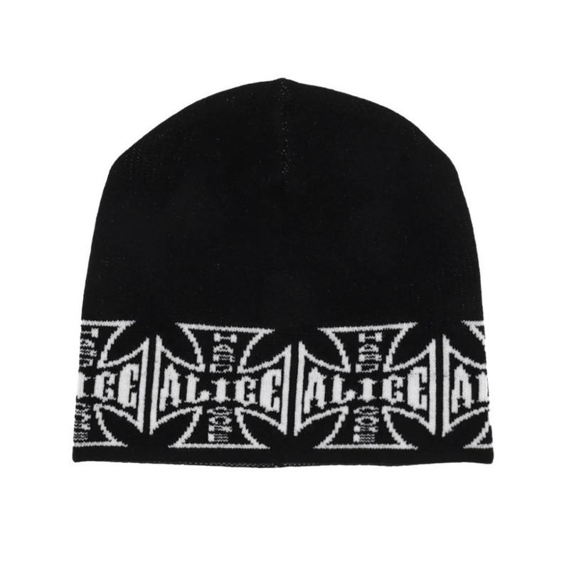 Big head circumference black wool hat women's winter new warm fashion show face small cold hat knitted hat tide