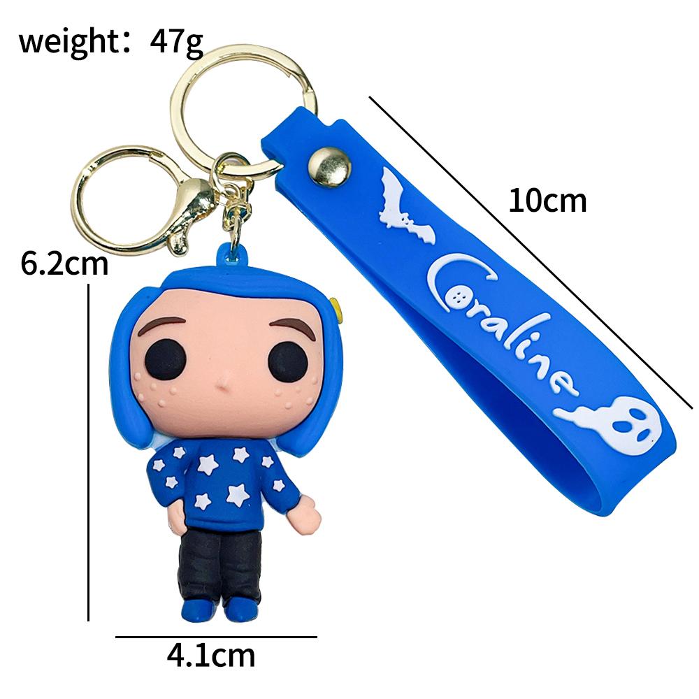 Creative Cartoon Coraline keychain Movie Action Coraline Figure Doll Model Cute Doll PVC Keyring Ornament Pendant Kids gifts