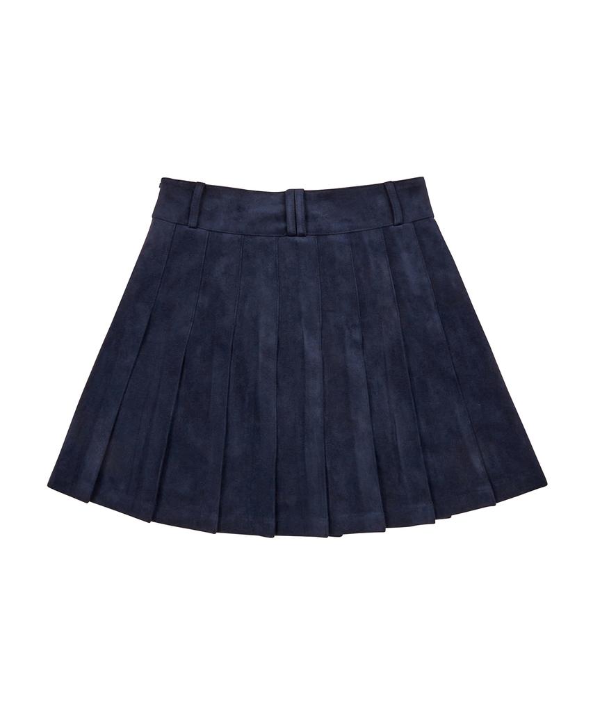 Love Is True Vl Suede Pleats Skirt(Navy)