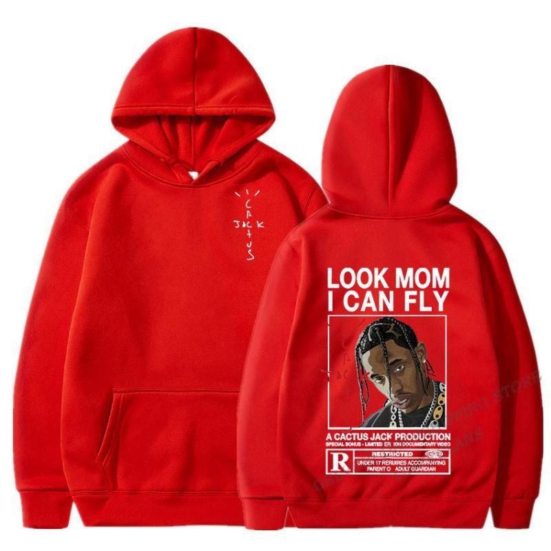 Look Mama I Can Fly Travis Scott Hoodie XS красный