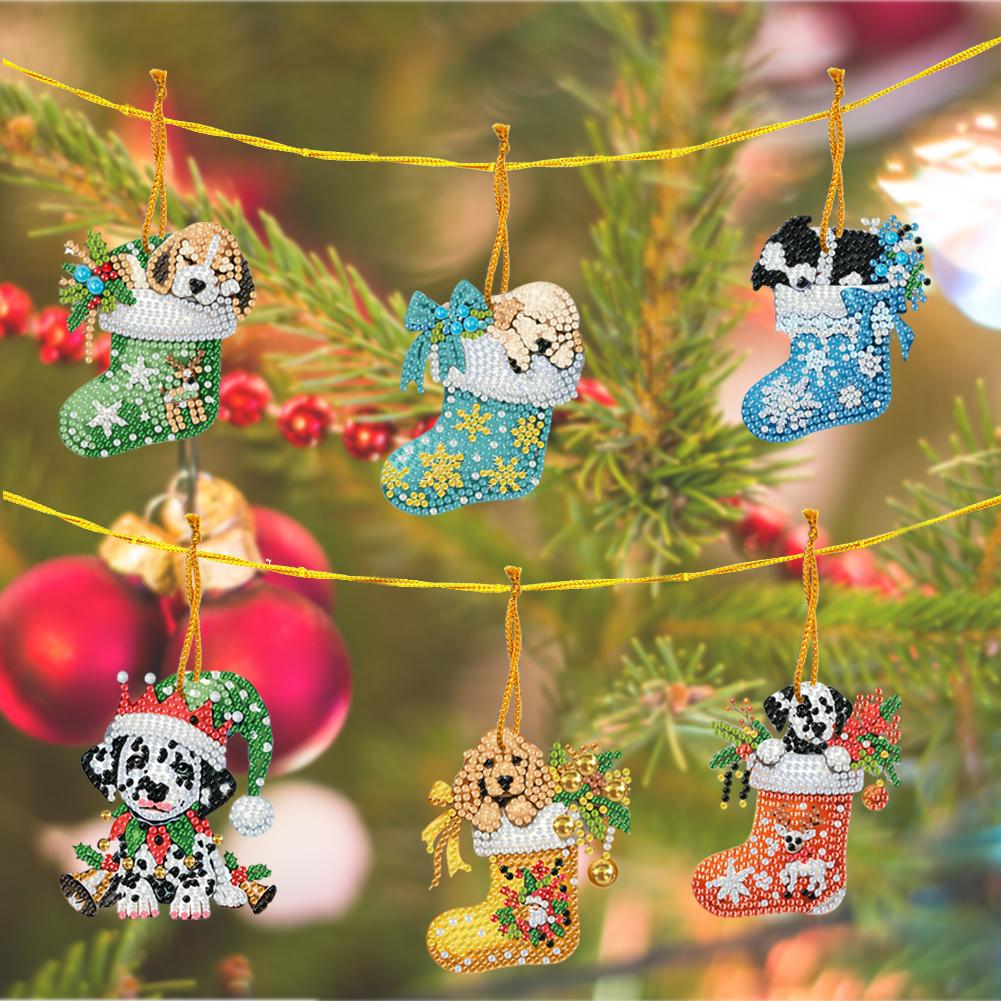 

15pcs Xmas Dog Theme 2D Flat DIY Hanging Diamond Art Kits Home Wall Decoration United States