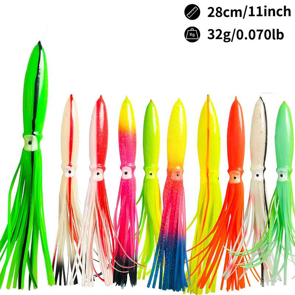 28cm32g Luminous Octopus Fishing Lure Lifelike Squid Skirt Fishing Bait Fishing Gear For Saltwater Freshwater