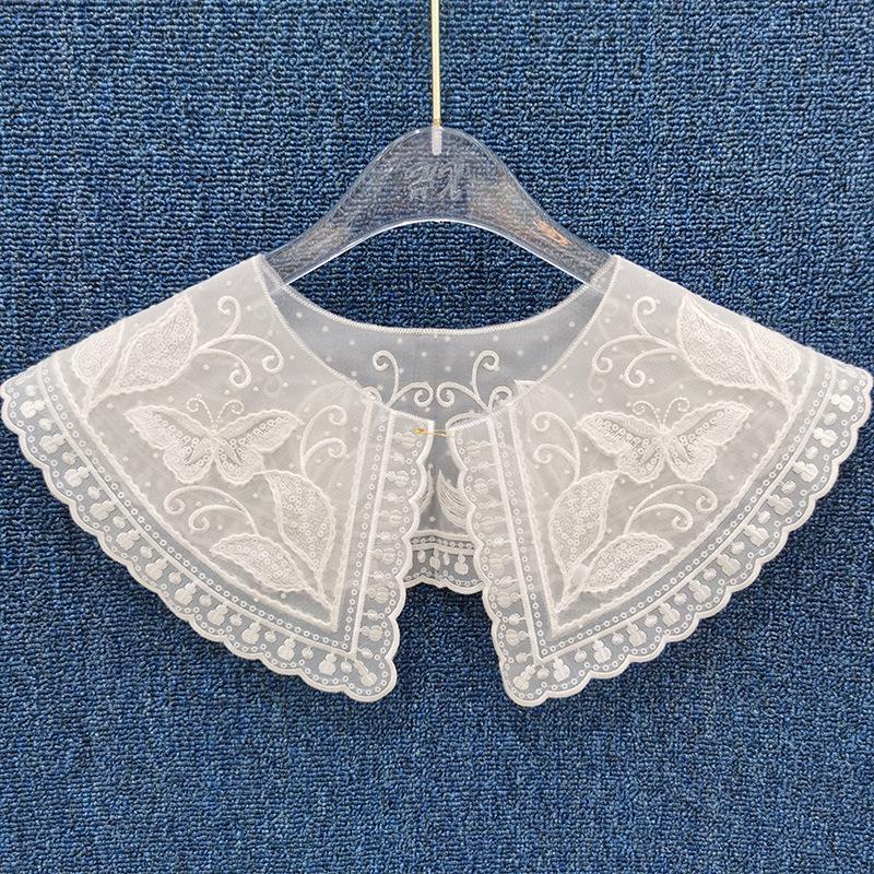 Autumn/Winter Detachable Wool Embroidered Lace Ruffle Collar Dickey