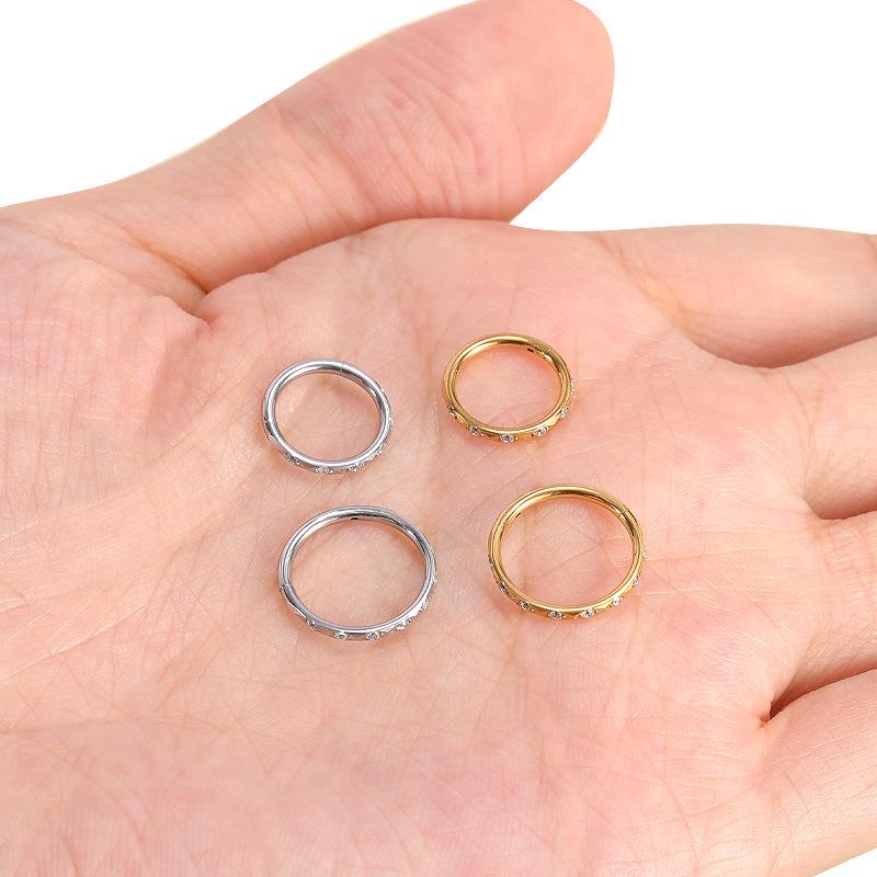 Universal Stainless Steel Nose Ring & Diamond-Studded Circle Earrings Jewelry