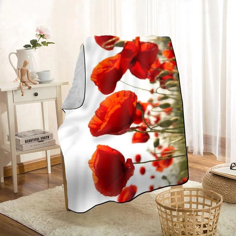 New Arrival Poppies Flower Blankets Printing Soft Blanket Throw On Home/Sofa/Bedding Portable Adult Travel Cover Blanket