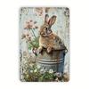 Vintage Rabbit Flower Metal Poster Wall Art Decor