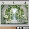 2D Elegant Garden Fountain Arch Wedding Photo Background