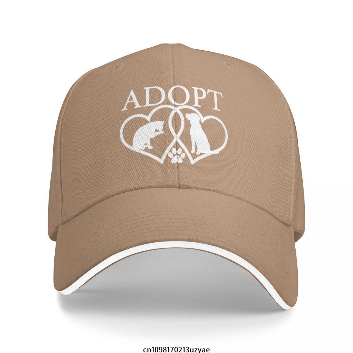 Adopt A Pet Two Hearts With Dog And Cat Baseball Caps Hip Hop Sandwich Cap Men Women Adjustable Outdoor Sport Hat One Size