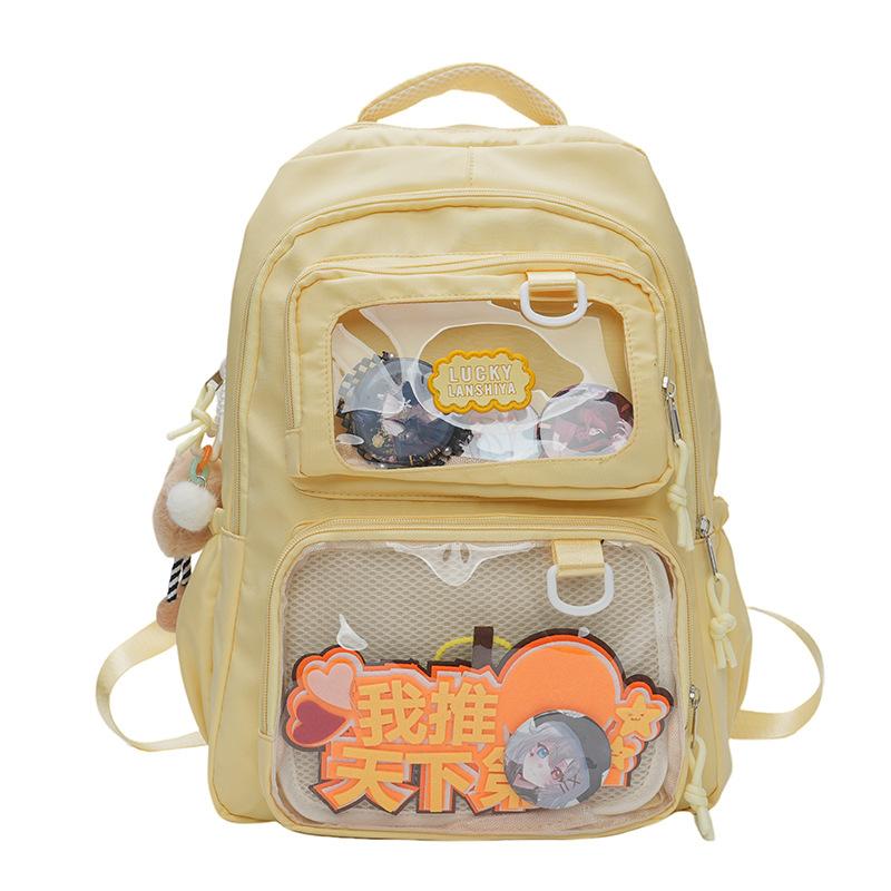 Large Capacity Backpack 2025 New College Style Schoolbag Girl Versatile Transparent Pain Bag Student Class Schoolbag