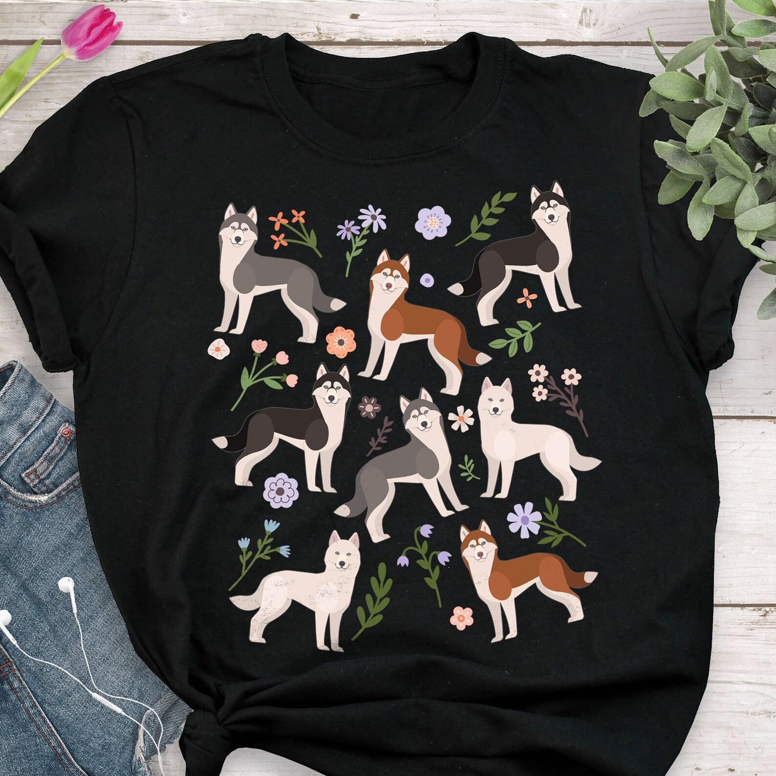 Husky Shirt, , Dog Lover Gift, Cute Husky T-shirt, Husky Lover Tshirt, Pet Tee, Red Black White Gray Husky, Furry Fandom, Mom, Dad 120