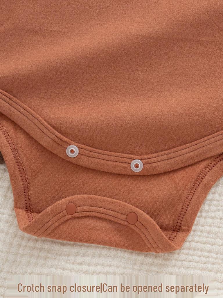 Baby Unisex Fleece Bodysuit: Autumn/Winter Thick Snap-Crotch, High-Collar, Long-Sleeve