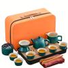 1set Ceramic Black Kung Fu Tea Set Portable Travel Tea Set Office And Living Room Tea Gift Box Set Household Tea Pot And Cup Tea Brewing Set Suitable
