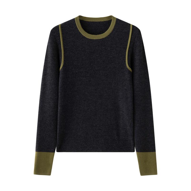Women's Pure Wool German Style Striped Knit Pullover Sweater