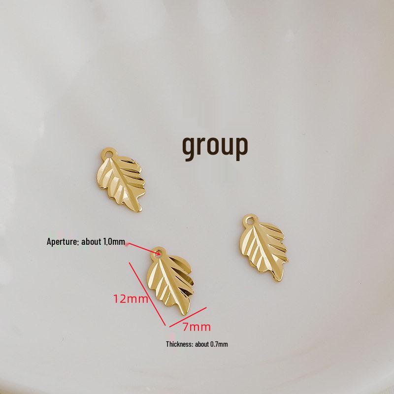 14K Gold Plated Engraved Thin Leaf Pendant & Charm Necklace for DIY Jewelry