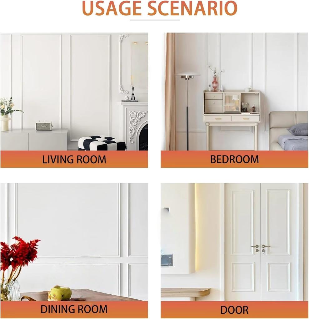 1PC 2M/78.74in Peel and Stick Molding Chair Rail Panel Flexible Wall Molding Trim Self Adhesive Panel Moulding for DIY