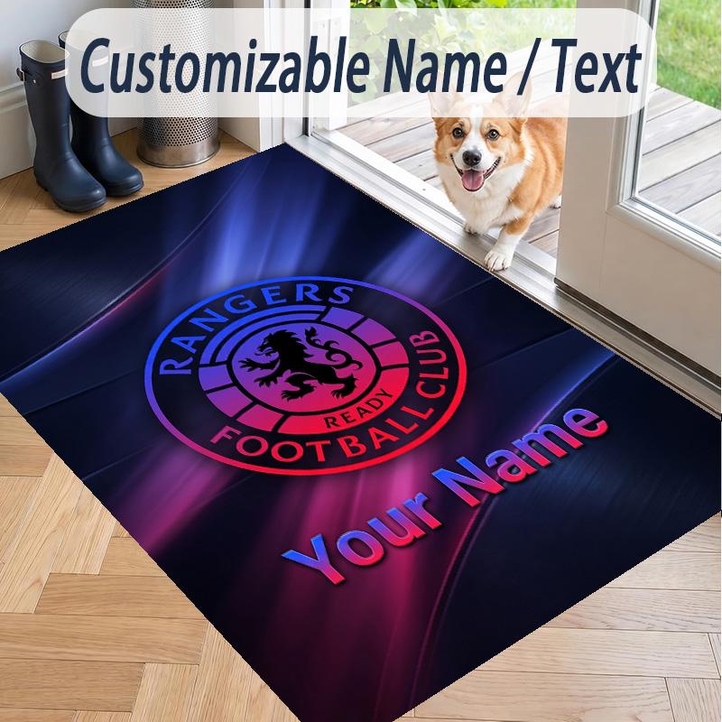 Custom Text Printed Rug Rangers FC Non Slip Floor Carpet For Home Room Decor