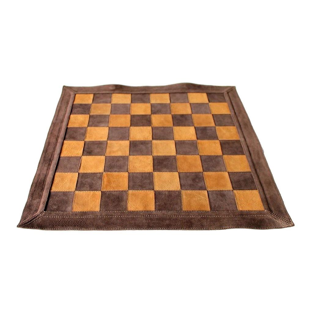 19" x 19" Schach aus echtem Leder - Braune Farbe | Aufrollbares Schach | Turnierschach