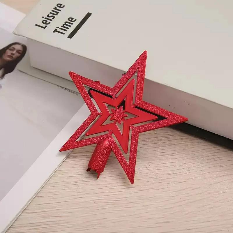 Christmas Tree Toppers Festive Five Pointed Star Decorations Glitter Sparkling Reusable Tree Star Ornaments  Party Supplies