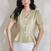 French Bubble Sleeve Blazer Women Summer Fashion Slim Office Short Suit Jacket
