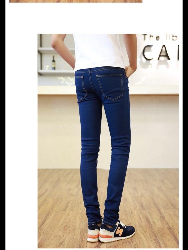 Men's Slim Fit Korean Style Velvet Lined Skinny Jeans for Fall