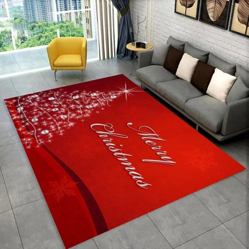 Santa Claus Christmas Carpet Tree Large Area Rug Living Room Rug Bedroom Sofa Doormat Christmas Decoration Non-slip Floor Mat