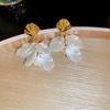 White pearl shell fringed earrings fashionable and elegant temperament earrings French light luxury high-end earrings women
