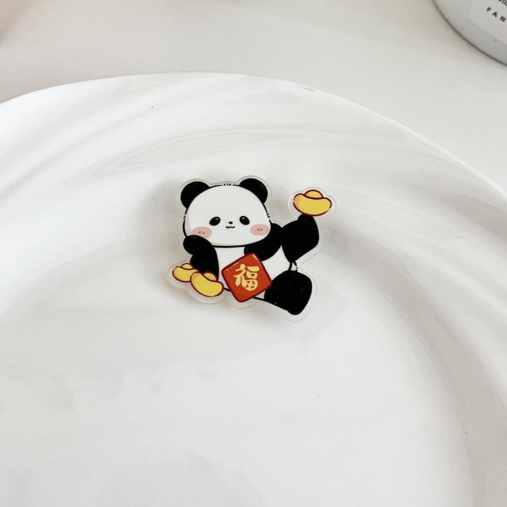 Ladies Chinese Style New Years Panda Brooch Cute Cartoon Pin Accessory